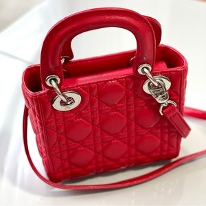 Mini leather Dior shoulder bag